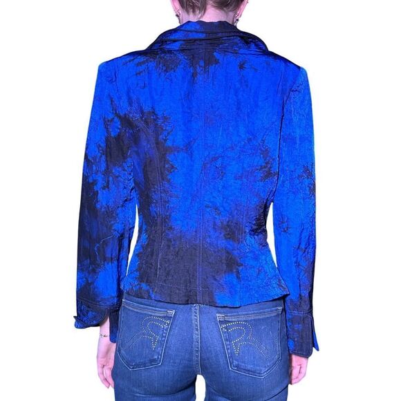 Blue & Black Ruffle Collar Blazer - Picture 15 of 16